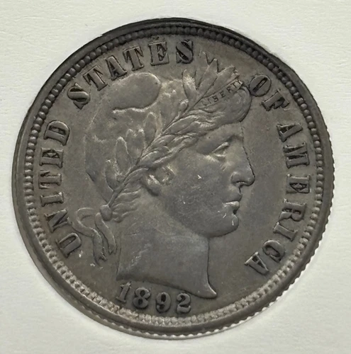 1892 United States Barber Silver Dime 10 cents coin