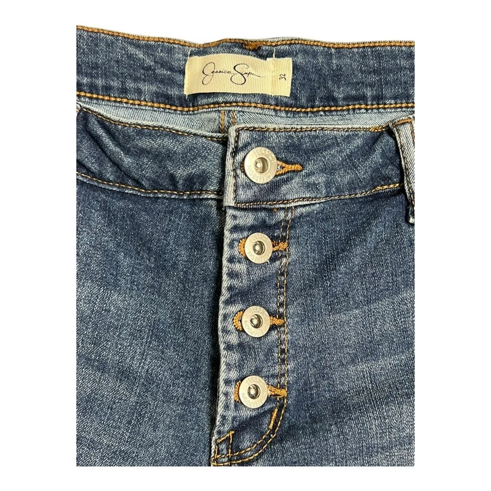 Pantalones Cortos Jean Denim Festival Verano Playa Informales Corte Botón Mosca 32 Skimmer Foto 2 de 4