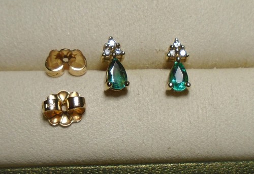 9ct gold Green Tourmaline & Diamond earrings - Picture 6 of 11