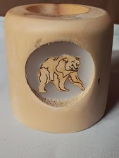 Veronica's Aspenworks Aspen Wood Votive Candle Holder with Wooden Bear