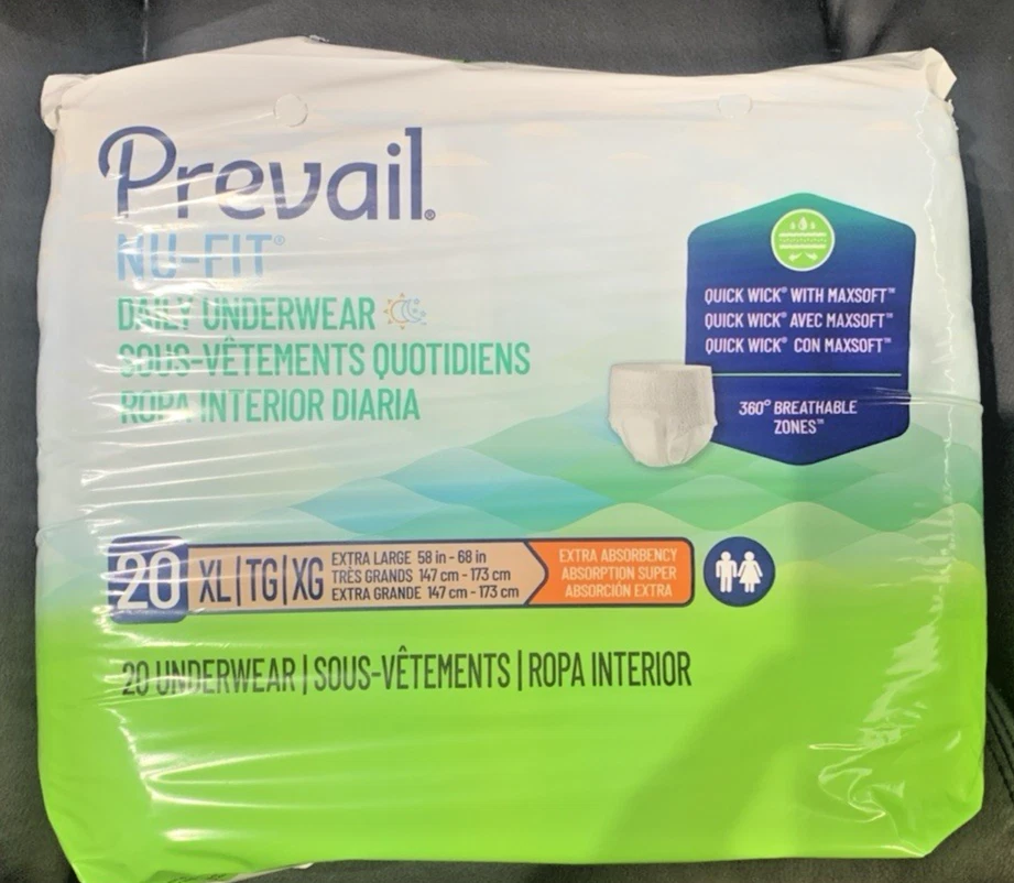 Prevail Per-Fit Daily Protective Underwear Unisex Diaper - XL - 4 bags of 20