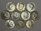 Kennedy half dollar, 40 percent silver, lot of 10 coins, $5.00 face value.