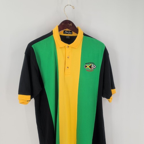 Vintage Sun Island Reggae Boyz Jamaica Soccer Polo Shirt Multicolor Size L