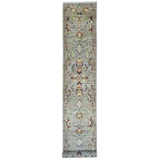 2'8"x18'9" Gray Hand Knotted Ziegler Mahal All Over Design Wool Runner Rug 21421