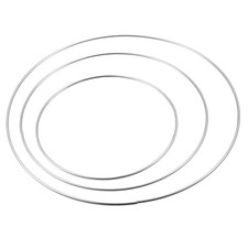Metal O Rings 150mm 200mm 250mm Non-Welded Hoops Silver Tone 6pcs