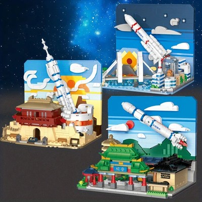 Raketenstart zentrum Bausteine Space Shuttle Montage Ziegel Spielzeug Modell