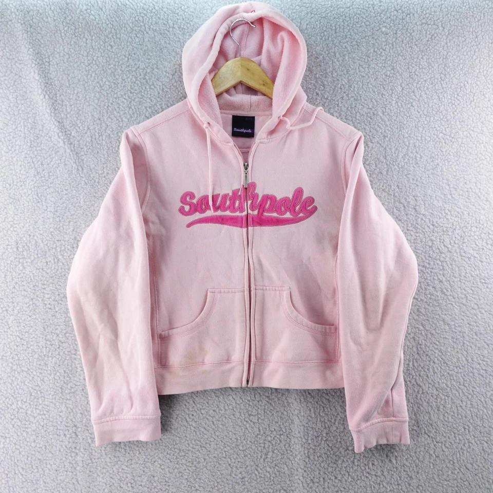 Sudadera con Capucha Southpole Y2K Rosa Cremallera Completa XXL Para Mujer Estilo Recortado Foto 2 de 4