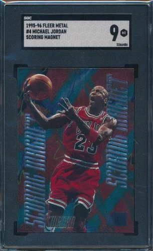 MICHAEL JORDAN 1995-96 FLEER METAL SCORING MAGNET SGC 9 MINT INSERT CARD #4!