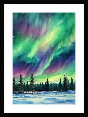 Soft Northern Lights Framed Wall Art Poster Canvas Print Picture