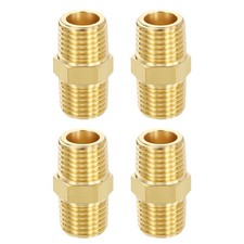 4PCS 1/4" NPT Male x 1/4" NPT Male Thread Brass Hex Extension Adapter