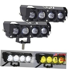 LED Yellow/White Motorcycle Driving Fog Lights Bar 2Pcs 5Inch Offroad Driving
