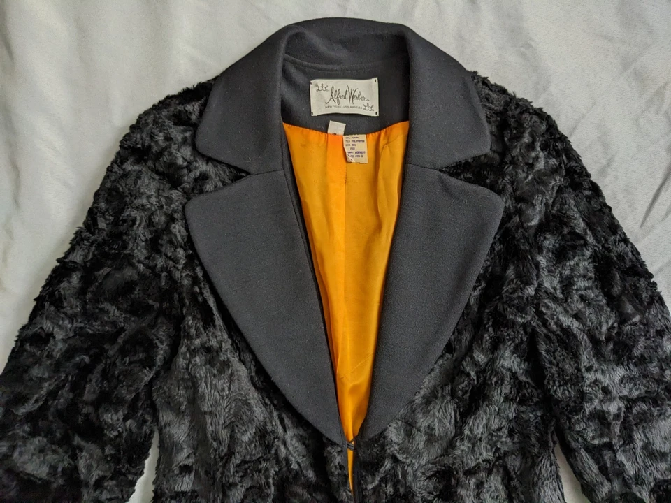 Винтажный женский бархатный блейзер Alfred Werber размер 14 черный 60-е искусственный мех классический - Изображение 2 из 4