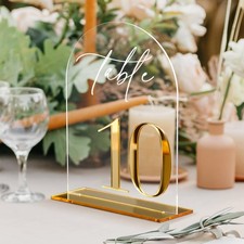 Clear Arch Wedding Table Numbers 110 With Stands 5x7 Inch Gold Mirror Acrylic