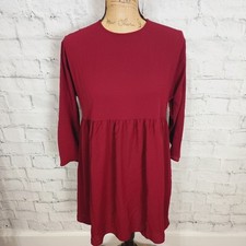 Asos dress Sz 2 crepe mini red 3/4 sleeve keywhole back loose fit ACL