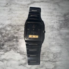 VTG Seiko H601-5179 Analog Digital Chronograph Watch Black And Gold Working