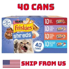 [US STOCK]Purina Friskies Shreds Gravy Variety Pack, Wet Cat Food 5.5oz, 40cans