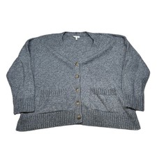 Ella Moss Cardigan Sweater Womens Large Gray Knit Pockets Button Front Cozy