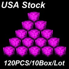 120PCS Glow Ice Cubes for Drinks Single Pink Color Led Lights Glow in the Dark
