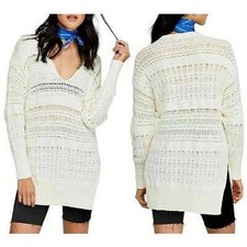 Free People Ivory Hot Tropics Pullover Sweate...