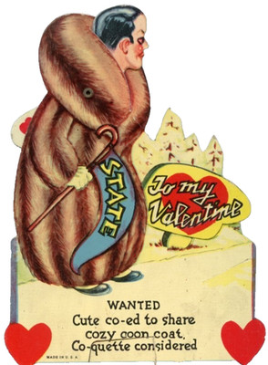 Vintage Valentine Wanted Cute Co-Ed Cozy Coon Coat Creepy Dandy Mechanical 1920s