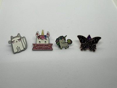 Lot of 4 Enamel Pins - Butterfly - Unicorn - Cat