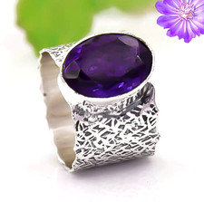 African Amethyst Gemstone Handmade 925 Sterling Silver Ethnic Jewelry Ring