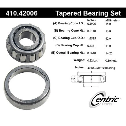 Juego de cojinetes de rueda y carreras Centric Premium Centric 410.42006 Foto 2 de 4