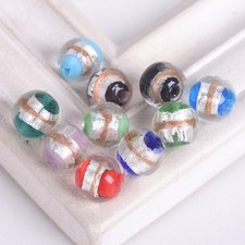 10pcs 12mm Round Handmade Foil Lampwork Glass Loose Beads For Jewelry Making