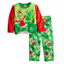 The Grinch Toddler Boy's, Girl's Christmas Fleece Holiday Pajama Set. Size 4T