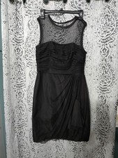 Vera Wang Black Sleeveless Dress Sheer Neckline Stylish Classic Size 10