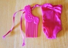Vintage 1987 Mattel Barbie 4065 Miko Island Fun - Dark Pink Tie Swimsuit Comb