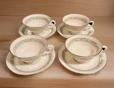 Lenox Springdale Fine China Footed Cup & Saucer Ivory w/ Platinum Trim