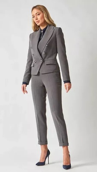 Women Marc Cain Trousers Grey Polyester 38 / M / #MQWV