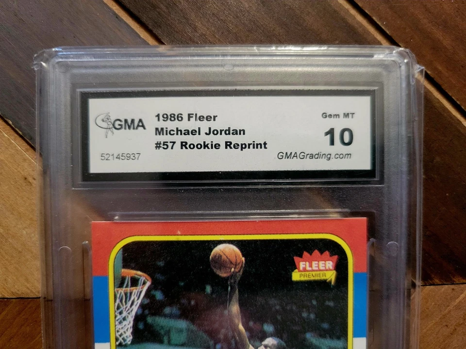 Tarjeta de novato 1986-87 Fleer: Michael Jordan #57 (RC) réplica gema como nueva 10 Bulls NBA Foto 2 de 4