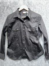 Vtg Levi's BLACK DENIM Western Shirt Large 90s Cowboy Snaps Jean RedTab 1997 SzL