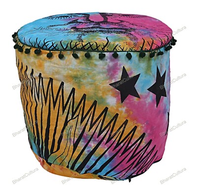 Embroidered Vintage Mandala Ottoman Pouf Comfortable Cotton Footstool Decor