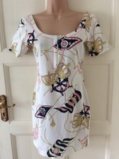 CHIARUGI Italy Unique Nautical Vintage Cotton Jersey Bodycon Mini Dress XS/6-8