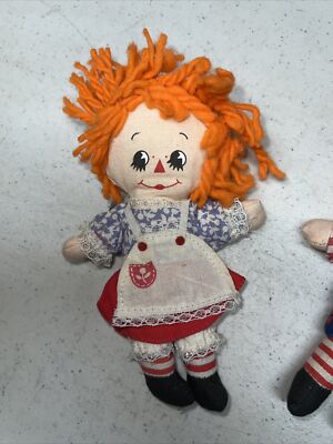 Vintage Small Raggedy Ann and Andy dolls, Knickerbocker Toy Co