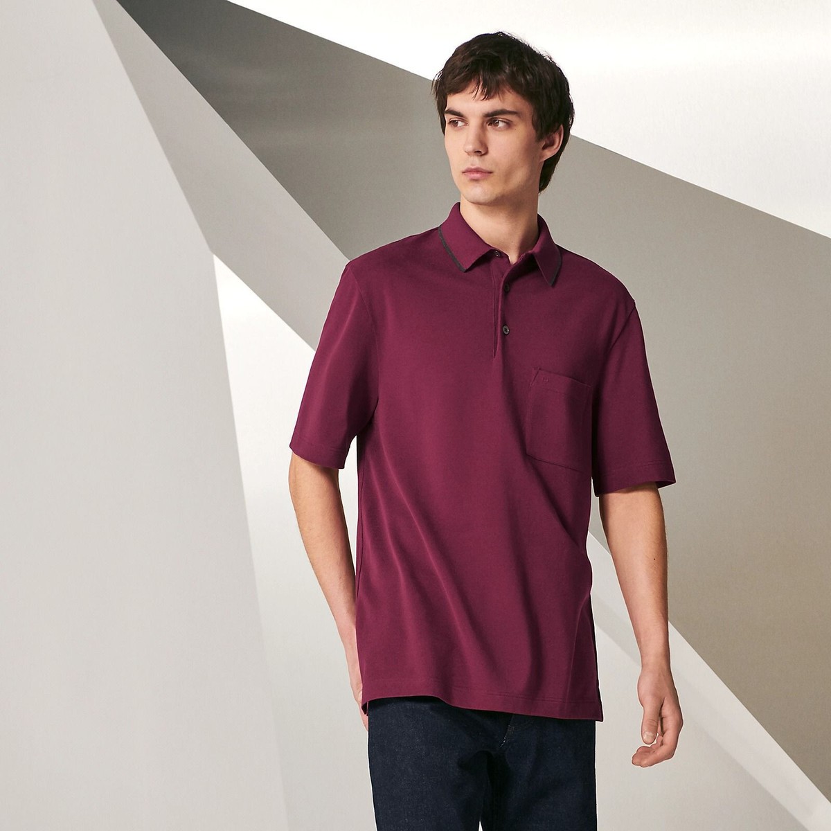 BNWT Hermes POLO Shirt Man Piqures Sellier Groseille Color 