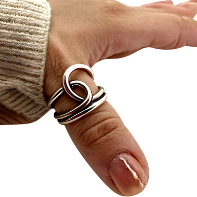 Knoten Daumen Ring groß s925 Silber Statement Damenring verstellbar Schmuck