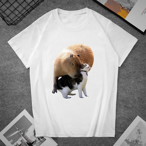 Letter Capybara Printed T-shirt Animal Men's Printed Shirts Girls/Boys - Picture 6 of 12