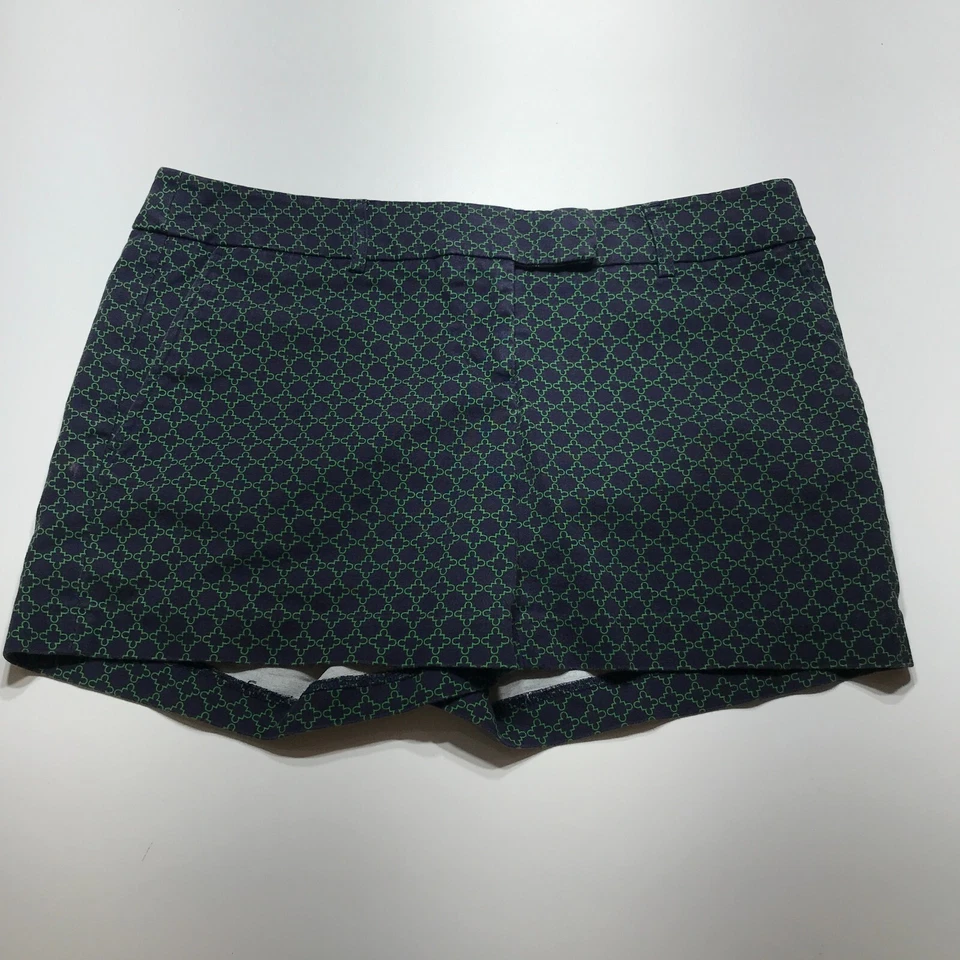 Pantalones Cortos Kenar Para Mujer Talla 4 Azul Verde Estampado Elegante Tiro Medio 3.5 Pulgadas con Bolsillos Foto 2 de 4