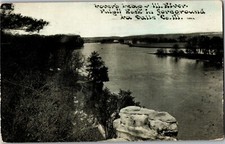 Lovers Leap Illinois River, Pulpit Rock La Salle County IL Vintage Postcard C55