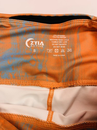 ZYIA Active Light n Tight Hi-rise Leggings Small Moto Orange Weave Pocket Gym - Picture 5 of 10