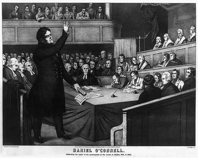 Daniel O'Connell,defending rights of his countrymen,Dublin Courts,Ireland,1844