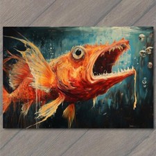 Art Print Giant Red Anglerfish Underwater Scene Colorful Deep Sea Ocean Art