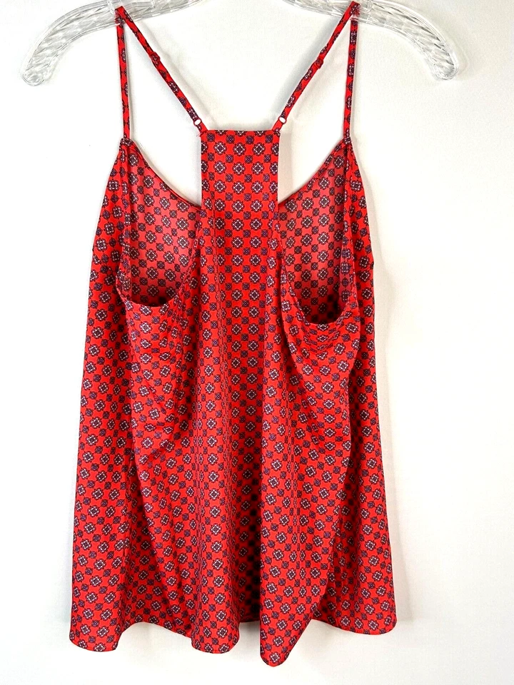 Camiseta sin mangas J Crew para mujer coral geométrica ajustable correa de espagueti cami espalda deportiva Foto 4 de 4