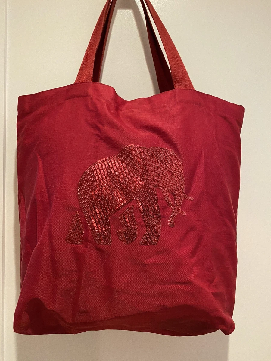 NIB Banana Republic Sequins Lucky Red Elephant Nylon Tote Bag