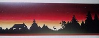 Wallpaper Border Lodge Log Cabin Moose Sunset Silhouette Stars At Night, New, Fr on sale Wallpaper Border Lodge Log Cabin Moose Sunset Silhouette Stars At Night, New, Fr on sale