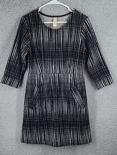 ALLISON JOY Womens Tunic Dress Black White front pockets SIZE MEDIUM - Picture 11 of 12